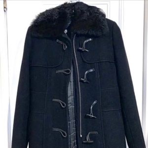AMAZING ! BANANA REPUBLIC WOOL COAT WITH ITALIAN SHEARLING FAUX FUR SIZE XS NWOT